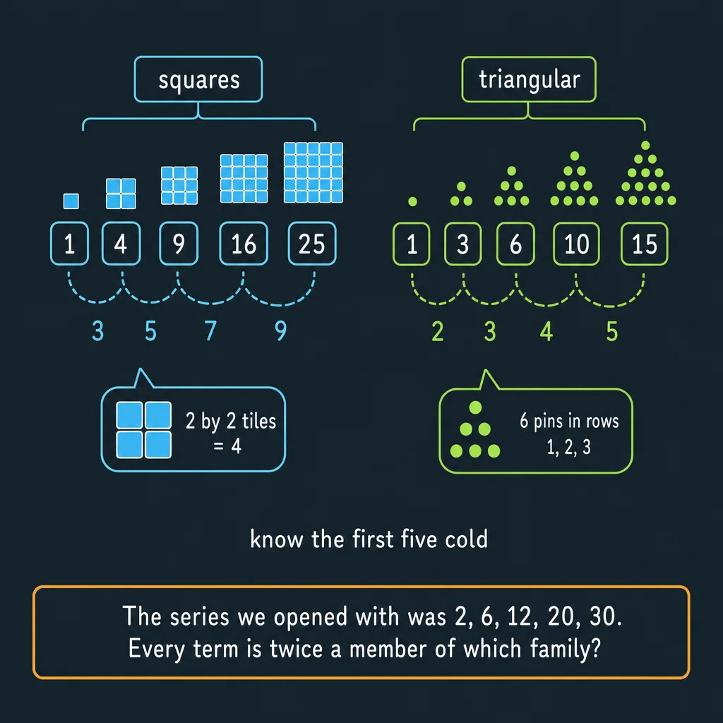 Illustrated board of common number-pattern families